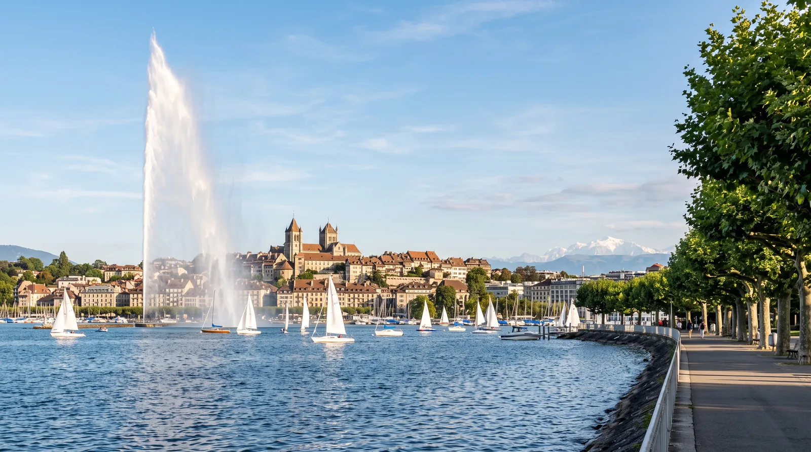 Genf: Jet d'eau und Kathedrale Saint-Pierre